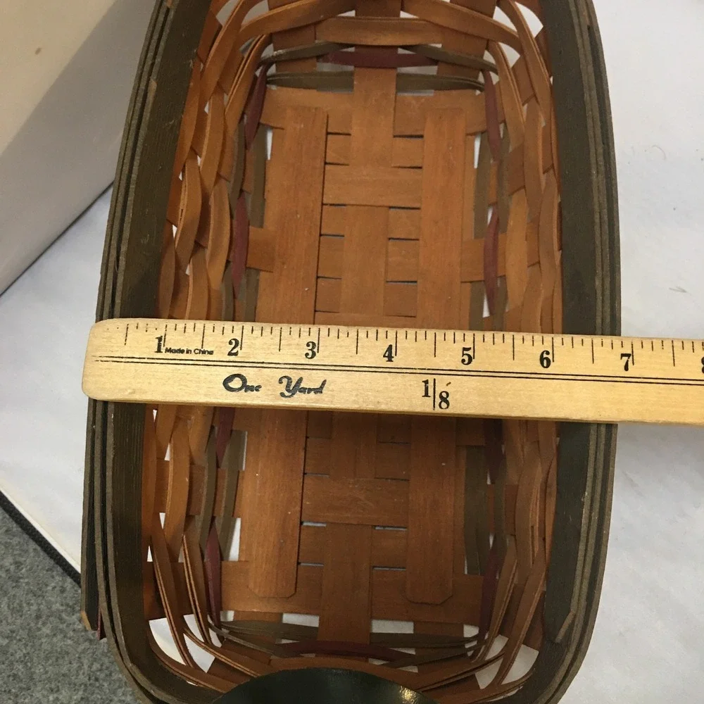 Workshops Gerald E Henn Woven Basket Decor Brown Green Red Rectangle Cottagecore